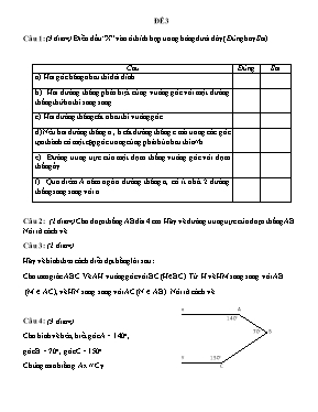 Đề ôn tập kiểm tra chương 1 Hình 7 - Đề số 3, 4